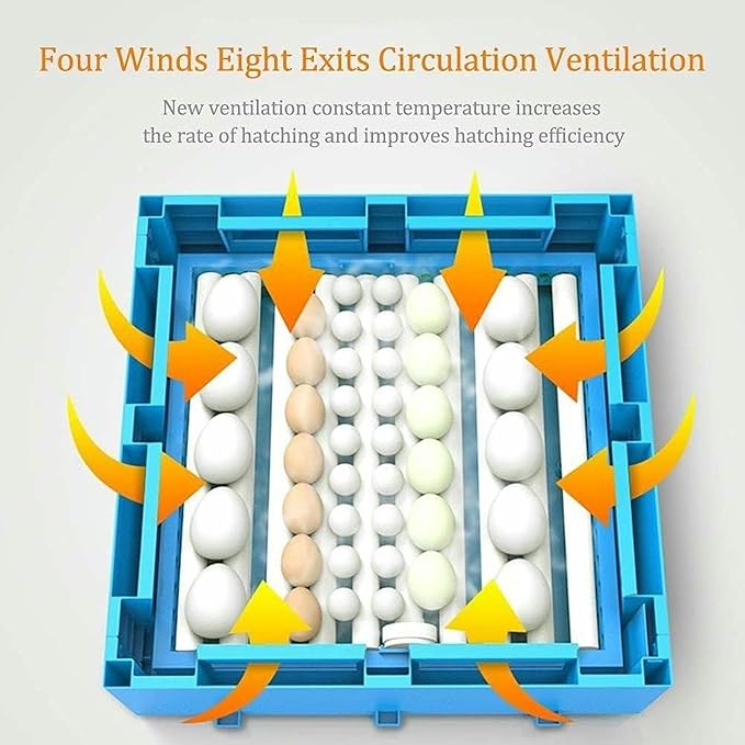 Eggs Incubator Automatic Turning 256Eggs Digital Large Farm Poultry for Hatching Chicken Duck Dove Quail Temperature Control