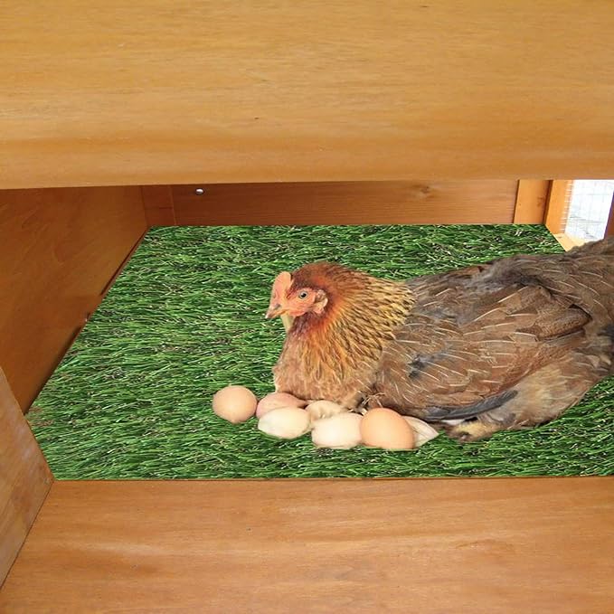 Chickens Nesting Box Pads 6 Pcs Washable Fake Turf Mats Grass Carpet Reusable Hens Nest Boxes Pad Chicken Coop Bedding for Laying Eggs (12 x 12 x 0.78 Inches)