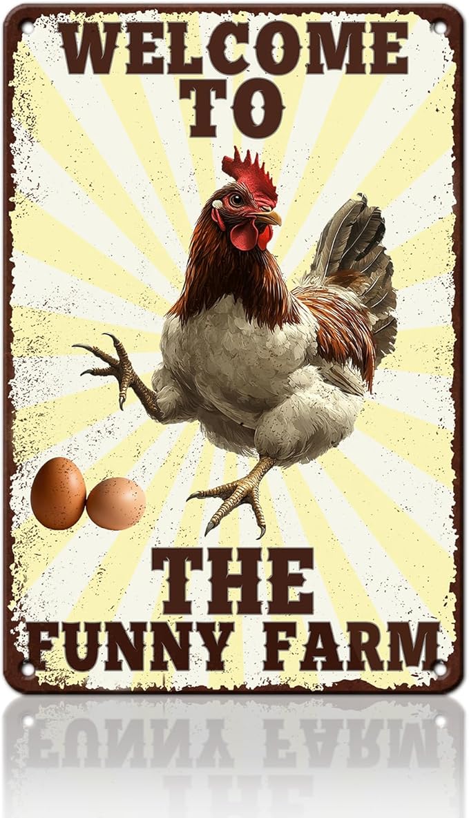 Funny Chicken Signs Welcome To Our Coop Chicken The Funny Farm Aluminium Sign Metal Chicken Signs Decor Home Ktichen Farm Are Wall 12x16 Inch Vintage Chicken Signs For Coop Metal Tin Poster