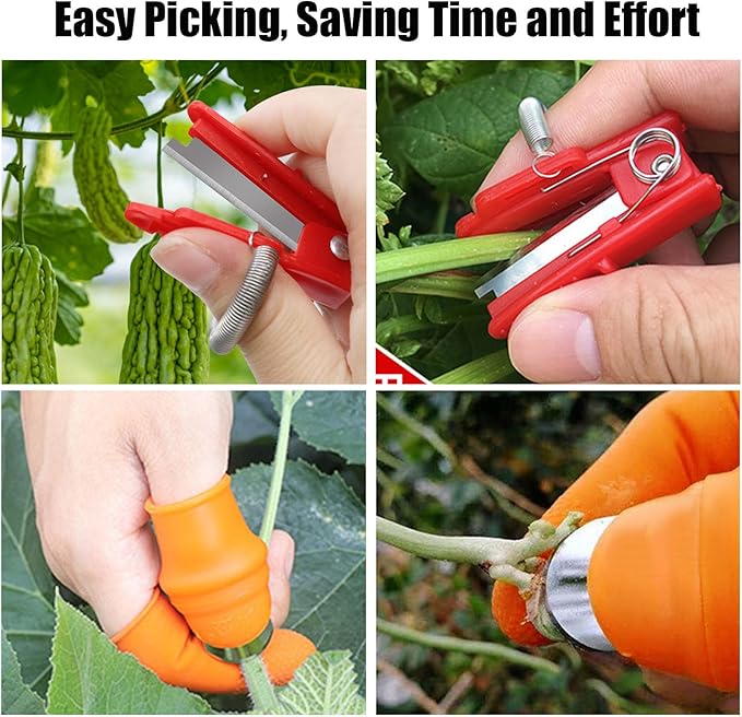 14 PCS Gardening Silicone Thumb Knife Harvesting Tool,Vegetable Fruit Picking Knife,Garden Cutter Tools for Trimming Plant Farm Tomatoes Orchard Oranges Citrus