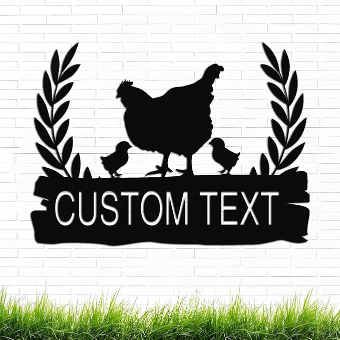 Personalized Chicken Coop Sign – Custom Metal Name Farm Sign, Outdoor Hen House Décor, Rustic Garden Lawn Plaque, Customizable Chicken Farm Sign with Name & Established Date, Unique Gift