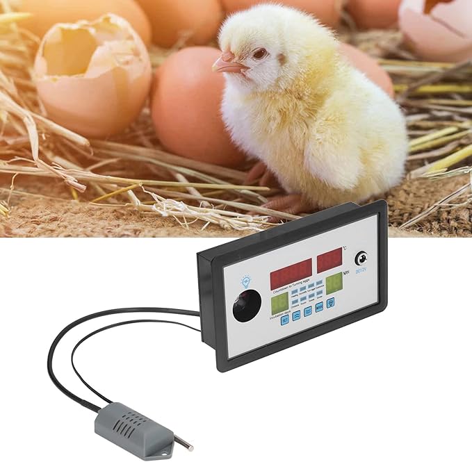 Intelligent Incubator Thermostat Controller, Digital 12V 100W for Chicken Duck Goose Quail Pigeon Parrot Peacock Eggs, ABS Shell 150x88x30mm