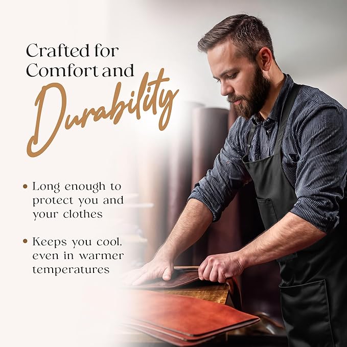 Waterproof Apron for Adults – Adjustable Fit with Deep Pockets, Stylish Cooking & Baking Apron for Women & Men