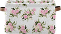 JIPONI Watercolor Pink Roses Fabric Storage Bins for Shelves, Decorative Storage baskets for organizing, Closet Organizer with Handle for Cloth, Toys, Bedrooms