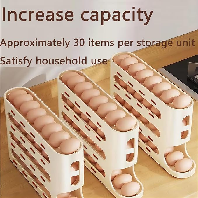 2PCS Stackable Refrigerator Egg Holder - 44 Count Durable Plastic Organizer, Space-Saving Storage Container with Easy Access for Fresh Eggs（transparent）