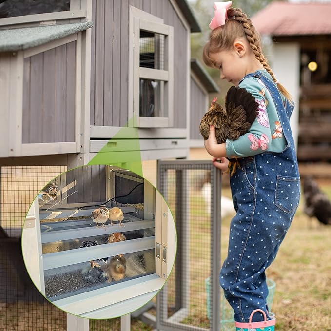 GUTINNEEN Chicken Coop Foldable Hen House Large Poultry Cage with Nesting Box and Run for 4-6 Chickens 26ft²-Super Easy to Assemble