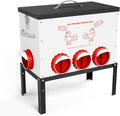 Automatic Chicken Feeder No Waste 50 Pounds 8 Ports Metal Poultry Feeder with Latch & Handle Adjustable Height Heavy-Duty Stand - Outdoor Feeding Station for Chickens, Ducks & Geese(Black-50LB-8Port)