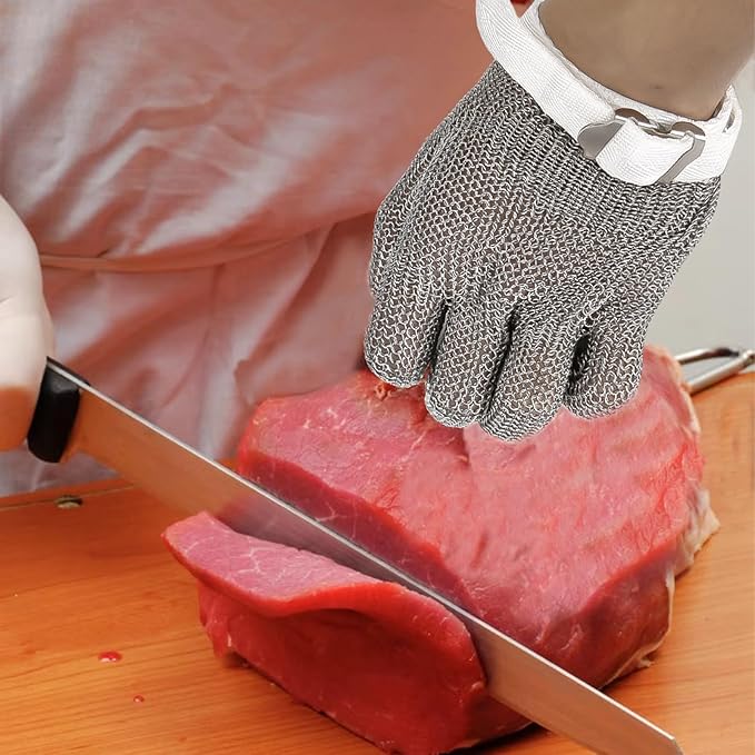 Metal Mesh Gloves - Stainless Steel Mesh Chain Cutting Gloves for Meat and Food Processing