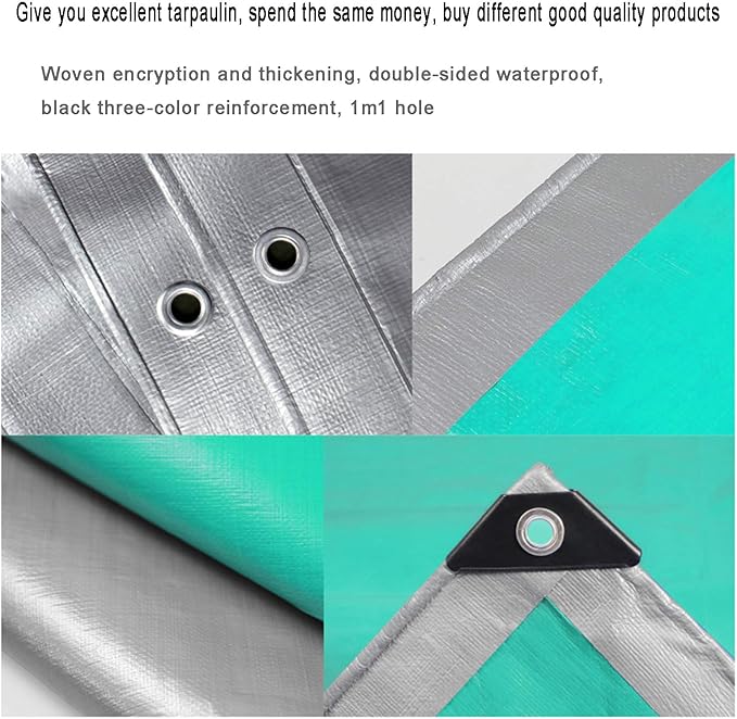 Heavy Duty Tarp Tarpaulin Reinforced Eyelets,Thick 0.32mm PE Waterproof Silver Tarp Sheet Cover,for Kennels Chicken Coop Fishpond Hay Log Pile Roof Trailer Outdoor Furniture (3x6m/10x20ft)