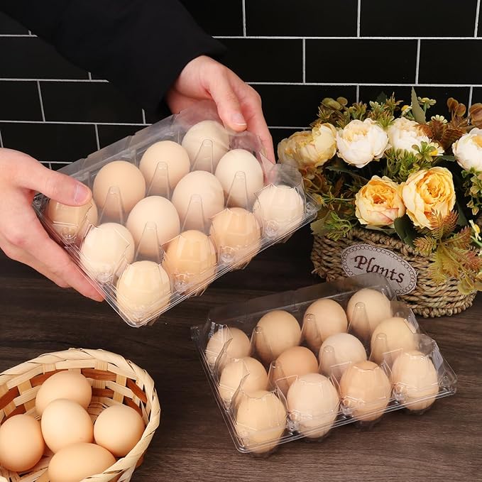 110 Packs 3 x 4 Clear Egg Cartons, 1 Dozen Plastic Egg Cartons, Transparent Chicken egg Trays Holds up to 12 Eggs for Storage and Market Display