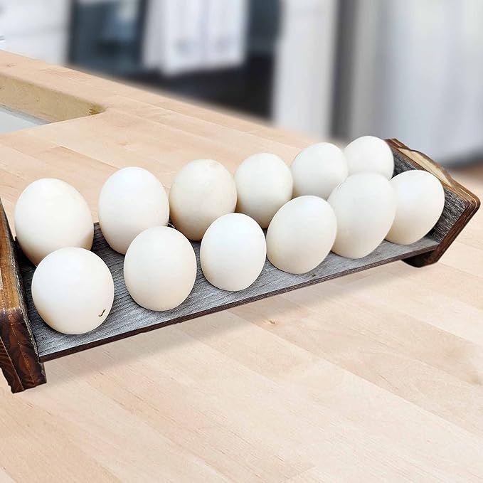 Rockin' Wood Egg Holder Tray- Countertop Stackable Egg Rack For Fresh Eggs - Made in the USA with real rustic reclaimed wood - egg sorter - wood egg tray (Single Tray)