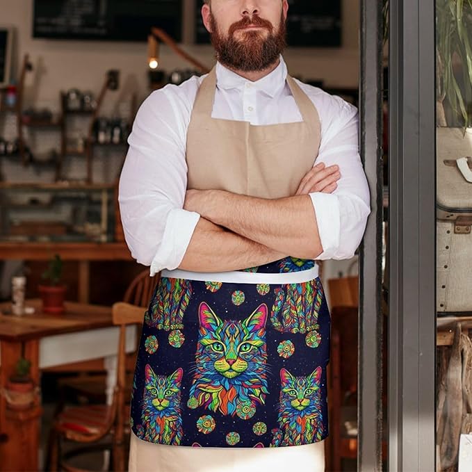 Short 3 Pockets Waist Waiter Waitress Half Apron Waterproof Chef Aprons