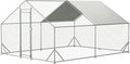 IchbinGo Large Metal Chicken Coop with Waterproof Cover, Walk-in Metal Poultry Cage Spire Shaped Chicken Coop Run, Chicken Run with Anti-UV Cover for Outdoor Backyard Farm (10' L x 13 W x 6.56' H)