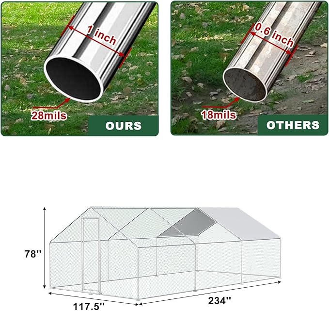 Chicken Coop Large Metal Chicken House Pen Outdoor for 40 Chickens Poultry Cage with Waterproof Cover for Rabbits Duck Walk-in Chicken Runs for Yard with Cover Outdoor