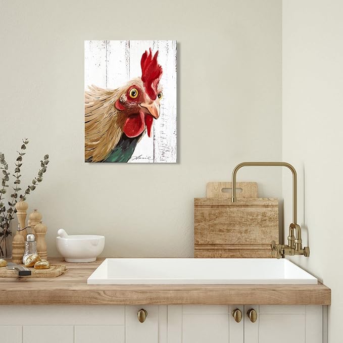 Rooster Kitchen Decor Wall art - Abstract Farmhouse Chicken Canvas Painting Picture Prints Artwork for Home Kitchen Decor