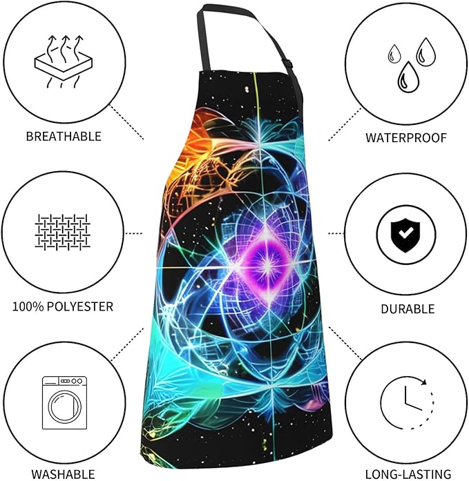 Multidimensional Space Heavy Duty Waterproof Apron with Pockets for AdultsResistant Grilling, Gardening, Painting