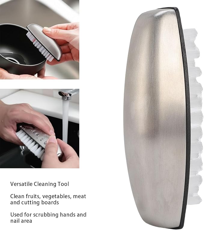 Vegetable Cleaning Brush, Stainless Steel Efficient Odor Removal Potato Brush Vegetable Scrubber Fingernail Brushes for Food