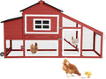 Chicken Coop for 4 Chickens, Mobile Chicken House with with Wheels, Outdoor Hen House Poultry Cage with Nesting Box, Leakproof Pull Out Tray and UV-Resistant Roof (67.3" L x 29" W x 39.4" H-R)