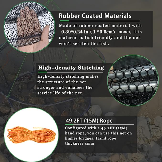 Drasry Fishing Net Trap for Crayfish Crab Bait Minnow Shrimp Foldable Fish Crawdad Lobsters Cast Net Collapsible