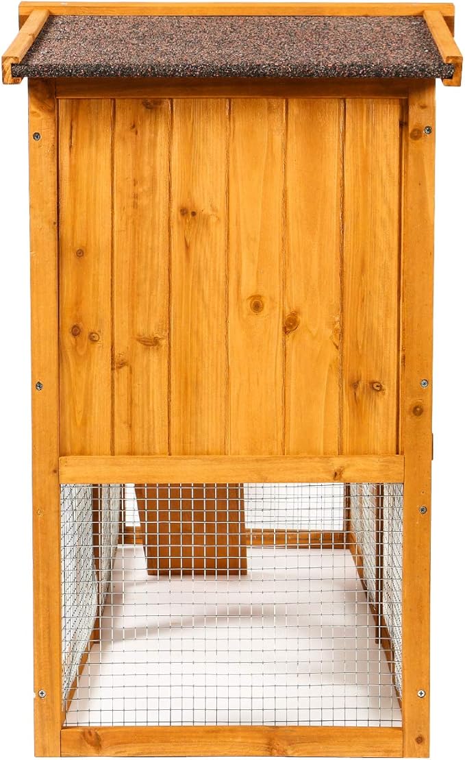 Ogrmar Chicken Coop Large Wooden Outdoor Bunny Rabbit Hutch Hen Cage with Ventilation Door, Removable Tray & Ramp Garden Backyard Pet House Chicken Nesting Box