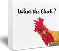 Funny Rooster Wooden Box Sign - Rooster Kitchen Decor, Rooster Decor, Rustic Farmhouse What the Cluck Rooster Wooden Box Sign for Home Shelf Desk Table 5x5 Inch