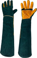 24" Leather Animal Handling Gloves, Multipurpose Bite Proof Gloves for Handling Reptiles, Grooming, Veterinary Visits, Puncture & Scratch Resistant for Dog Cat Bird Falcon Livestock Snake