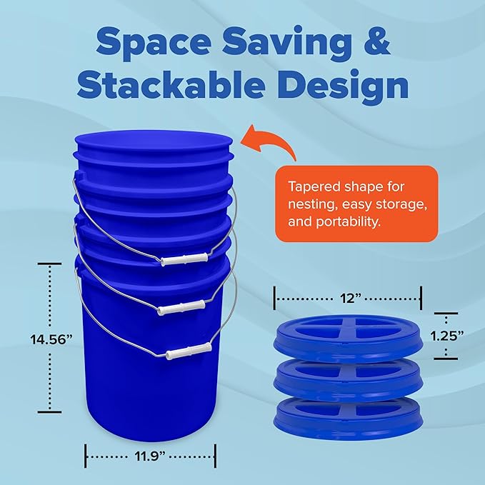 ePackageSupply Premium 5 Gallon Food Grade Plastic Pail with Gamma Seal Lid | Made in USA | BPA-Free | Heavy-Duty 90 Mil | Airtight Stackable Container, 1 Count