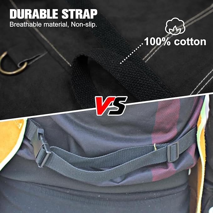 ARCCAPTAIN Leather Welding Work Apron 24" X 36" Heat Flame Resistant Cowhide Blacksmith Aprons with 6 Tool Pockets for Welders Men Women, Adjustable M to XXXL-Black