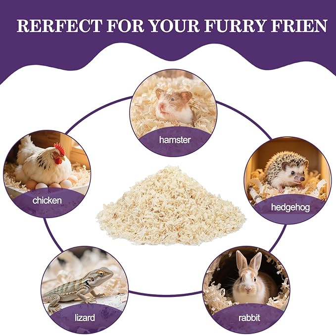 Natural Aspen Shavings Pet Bedding 5.5 Lb, Low-Dust & Chemical-Free, Ultra-Absorbent Cage Litter for Hamsters, Rabbits, Gerbils & Small Animals, Biodegradable Wood Shavings（70L Before Compression）