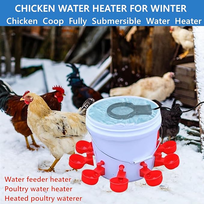 250W De-icer Submergible Bird Bath Heater Aluminum Cast for Livestock Poultry Horses, Cows, Birds, Wildlife Drinking Indoor Outdoors in Winter with 10 Foot Cord Birdbath Water Heater