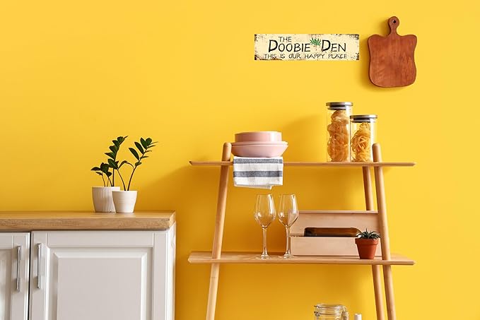 Vintage Tin Sign Retro Metal The Doobie Den Signs Stylish Wall Art Plaques for Home Decor Bathroom Kitchen House and Gothic Wall Decor or as a Unique Poster 16x4 in