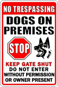 Funny Beware Of Dog Sign Warning Do Not Enter Metal Signs No Trespassing Dogs On Premises Tin Signs Dog In Yard Stop Keep Gate Closed Sign For Fence Door Outdoor Decorations 8x12 Inch
