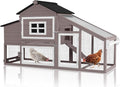 Chicken Coop Expandable Chicken House for Outdoor with Wheels Nesting Box, Leakproof Pull-on Tray, and UV-Resistant Roof Panel - Brown