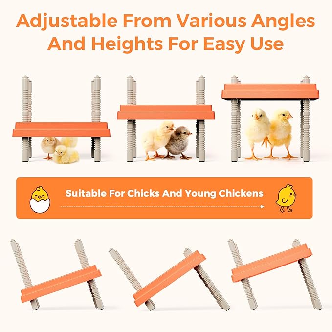 Chick Brooder Heating Plate with Anti Stand Cone 10 x 10 Brooder Heater for Chicks with Adjustable Heights