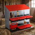 Nesting Boxes for Chickens, Chickens Laying Boxes for Chicken Coop, 6 Compartments Chicken Nesting Boxes, with Removable Tray, Easy Cleaning, for Hens Outdoor Chicken Coop Farm Yard, Red