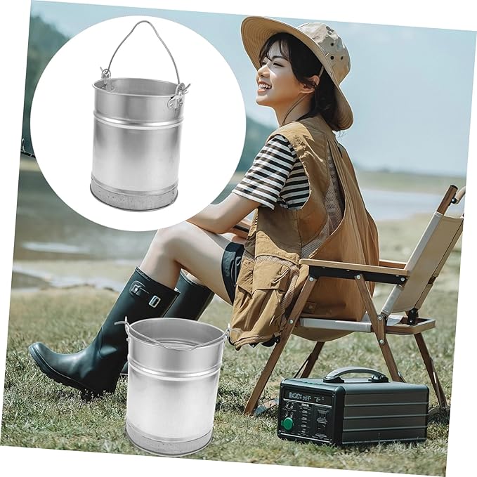 Portable Thick Iron Water Bucket Heavy Duty Handheld Watering Container for Home Garden and Farm Use Easy to to Handle Capacity