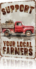 Vintage Metal Sign Funny Truck Metal Tin Signs Wall Art Support Your Local Farmers For Home Cafe Farm Farmer Market Wall Decoration 12 * 8in