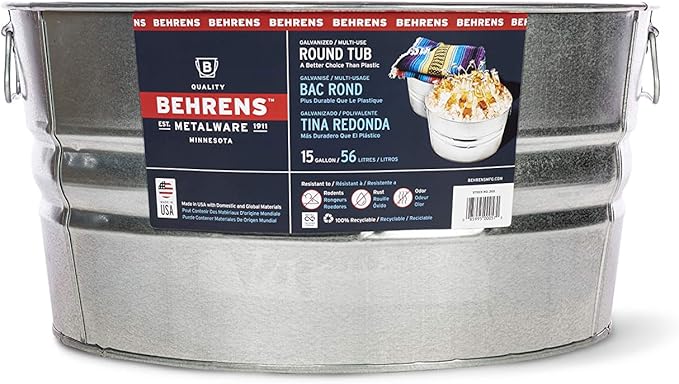 Behrens 2GS 15 Gallon Round Galvanized Steel Tub