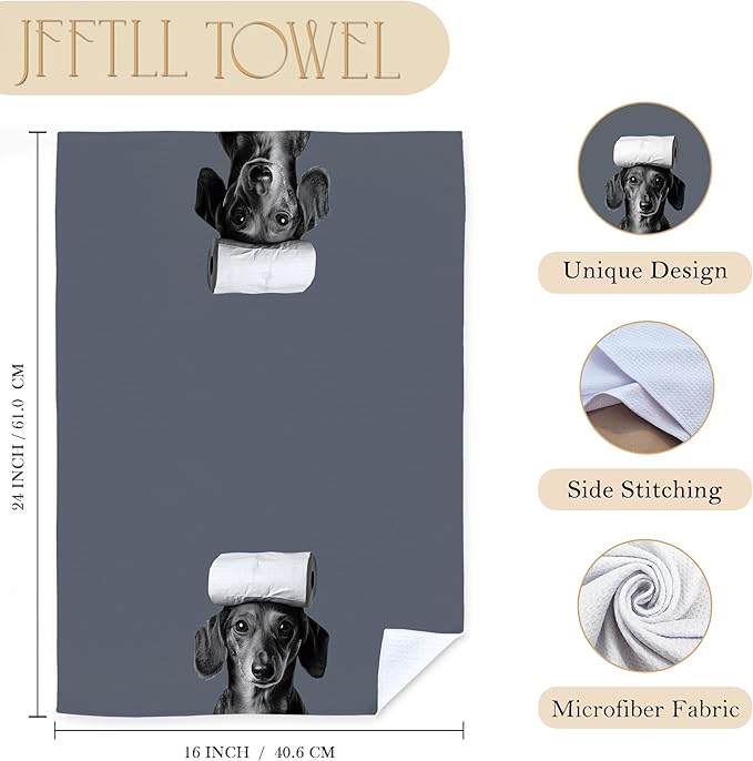 Dachshund Gifts Bathroom Hand Towels, Weiner Dog Gifts for Women Hand Towels for Bathroom, Gifts for Dachshund Lovers, Weiner Dog Decor, 16x24 Inch Set of 2（Blue）