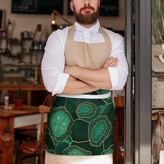 Half Apron with 3 Pockets Chef Cooking Kitchen Restaurant Aprons for Women Men
