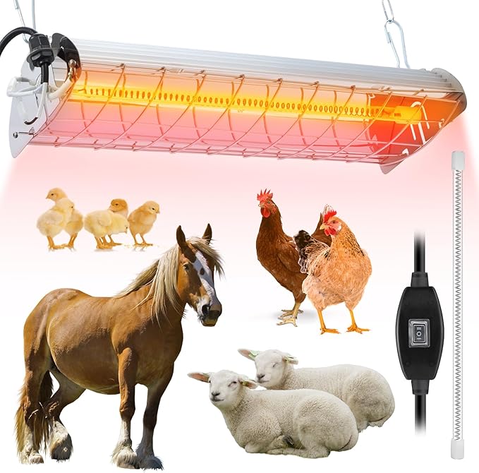 Large Chicken Coop Heater Lamp，400W Carbon Fiber Chicks Brooder Heater Plates with Adjustable Temp & Height,Brooder Heating Lamp for Chicks Coop,Ideal for Up to 60 Chicks, Poultry & Livestock Heating