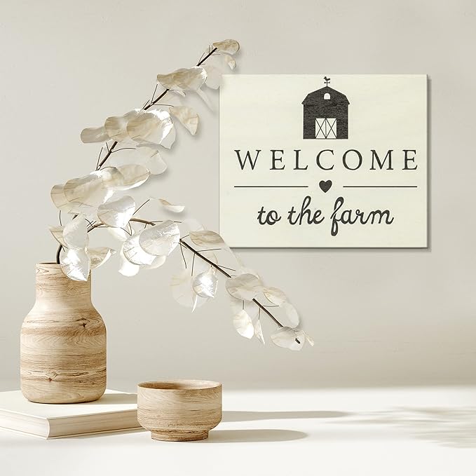 JennyGems Welcome To the Farm Wooden Sign, Barn Gifts, Rustic Farmhouse Decorations Wall Hanging, White