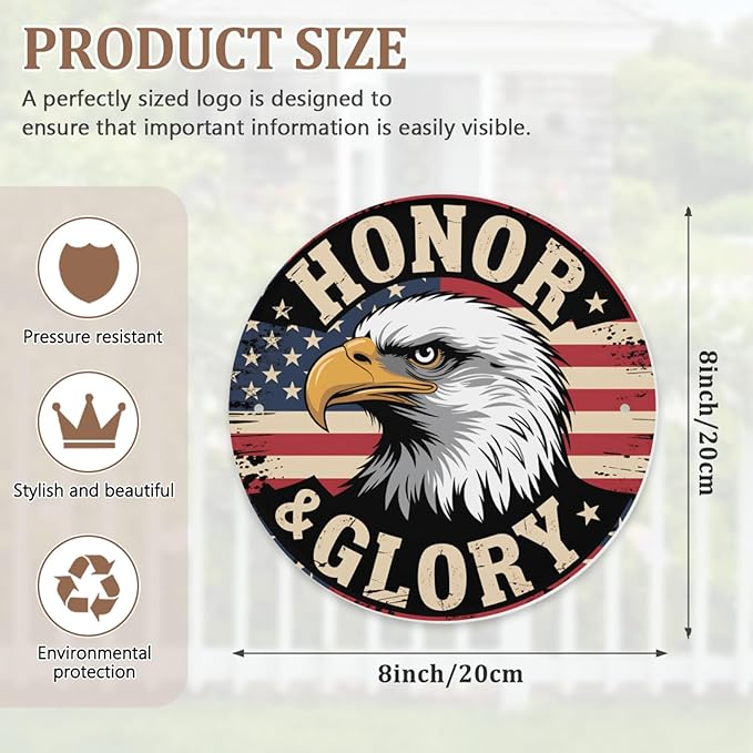 2026 United States 250th Anniversary Round Metal Sign, Home Decor Metal Wall Signs 250th Anniversary USA, 250 Patriotic American Flag Decorative Signs, Gift for US Citizens, Hanging Wall Decor