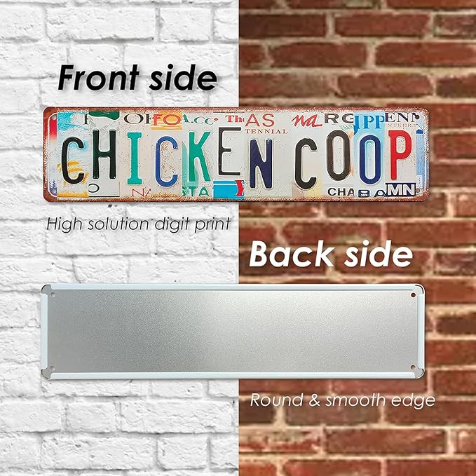 QMARK Metal Tin Sign, Chicken Coop Vintage Wall Decor, Farm House Style Signs, 16 x 4 Inches, 2 Pack