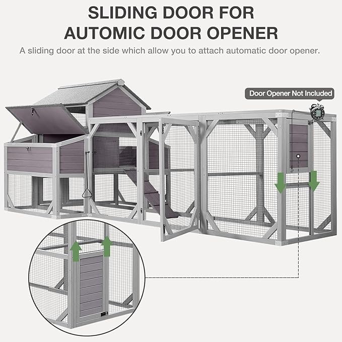 Extra Large Chicken Coop with Run, Outdoor 2-Tier 120"L Wooden Walk-in Chicken House for 6-8 Chickens, Poultry Hutch with 6 Nesting Boxes & Perches, Weatherproof Roof, Removable Leakproof Tray