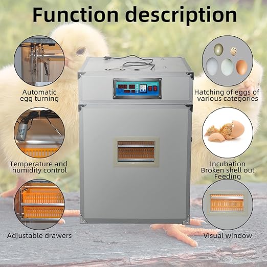 352 Egg Digital Cabinet Incubator，Poultry Hatching Breeding Cabinet Incubator for Auto Egg Turning, Temp/Humidity Control, Thermostatic for Chicken/Duck/Goose/Quail Bird.