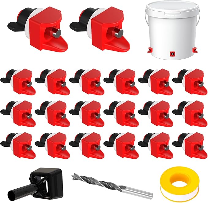 Horizontal Chicken Water Nipples Automatic Poultry Waterer Nipples Kit Drinker with Drill Bit(10)