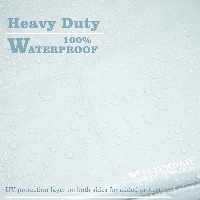 UCINNOVATE 10' x 10' Heavy Duty Waterproof White/Black Reversible Tarp, Durable 14 Mil Tarp Cover with Grommets, UV Resistant Reinforced Ground Sheet Cover for Garden Patio Lawn Greenhouse or Boat