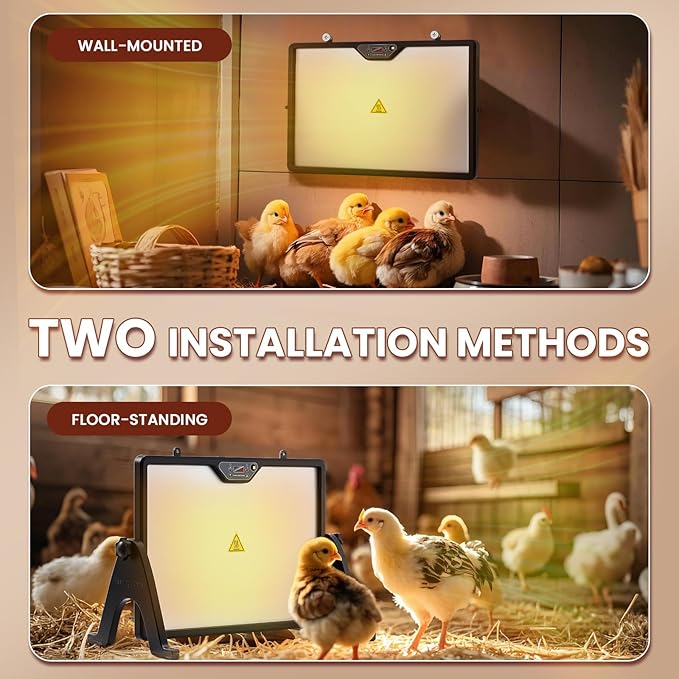 NEWTRY Chicken Coop Heater for Winter, 200W Dual-Sided Heating, Remote Control & Temp Adjustable Large Heat Warmer for Chickens, Ducks, Geese, Cats & Dogs