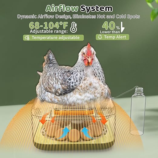 Incubators for Hatching Eggs 12 Egg Digital Egg Incubator Precision Auto Temp Humidity Control 6 Gear Adjustable Auto Turner Auto Stop Turning Hatching Days Display for Chicken Duck Goose Eggs